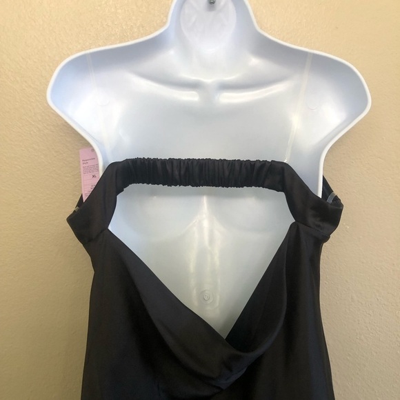 Wild Fable Women's Black Satin Strapless Tube Draping Back Mini Dress Size XL - Picture 7 of 14